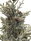 Flocked Cedar Christmas Trees in Wood Planter Box - Holiday Centerpiece