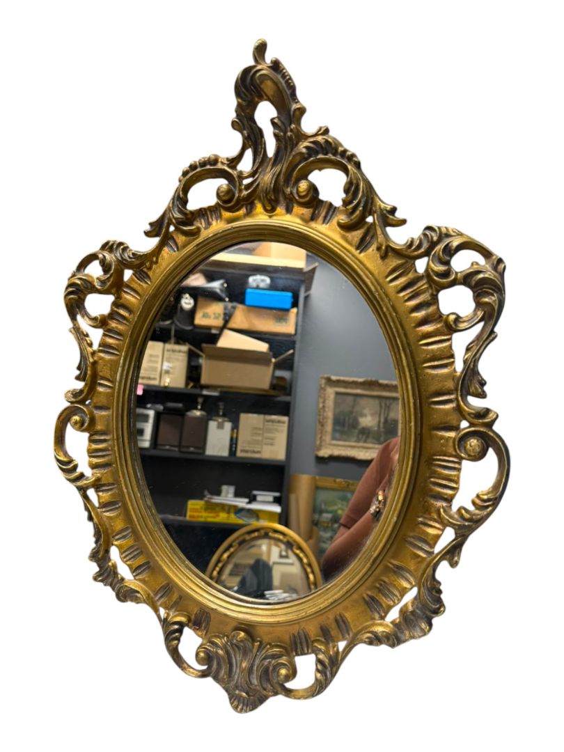 Ornate Vintage Gold Oval Wall Mirror