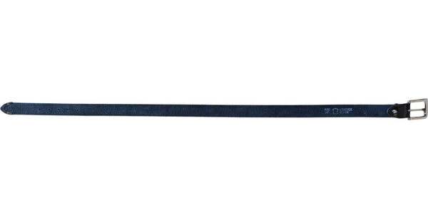 Black Leather Belt with Silver-Tone Buckle