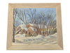 Framed Winter Village Landscape Painting Signed J. Morrison