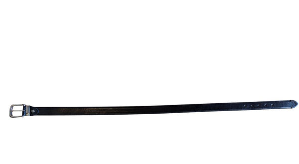 Black Leather Belt with Silver-Tone Buckle