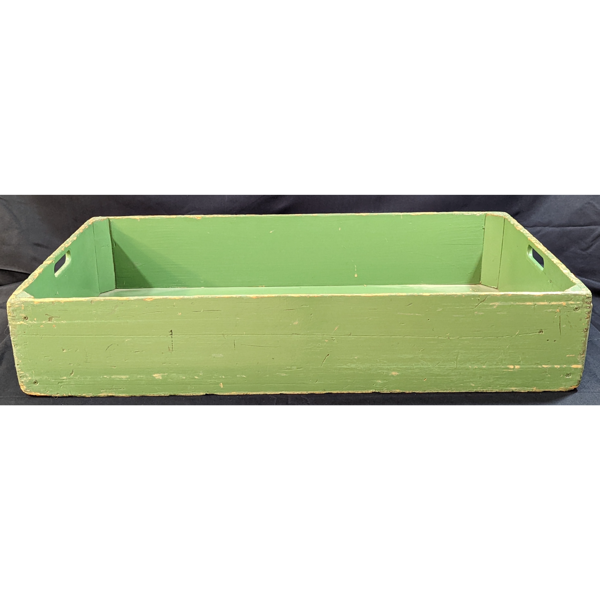 Old Wooden Box with Worn all Green Paint Furniture & Home Decor KW Consignment Inc. 49.99
