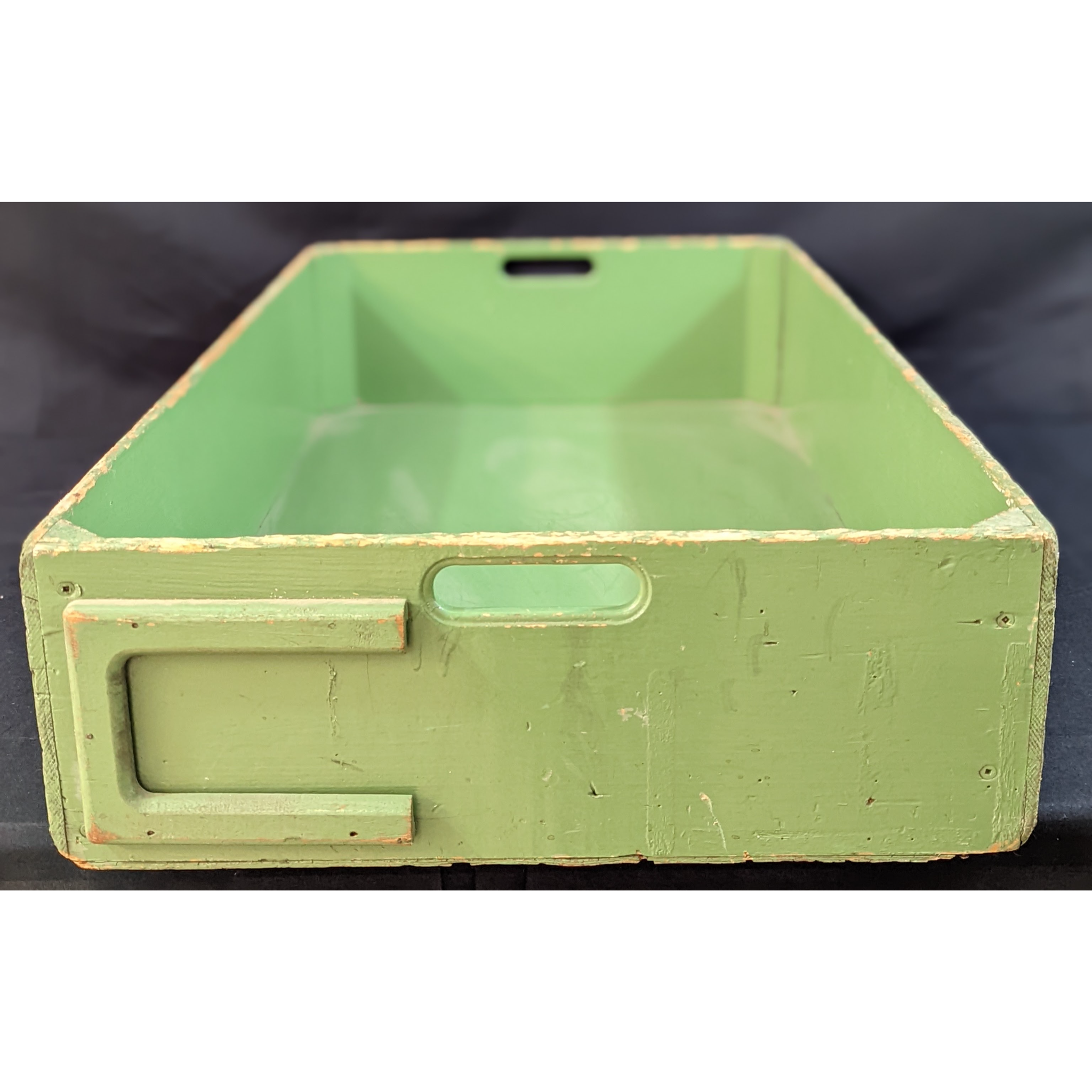 Old Wooden Box with Worn all Green Paint Furniture & Home Decor KW Consignment Inc. 49.99