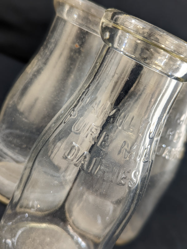 Set of 3 Hamilton Pure Milk Dairies Bottles Furniture & Home Decor KW Consignment Inc. 12.00