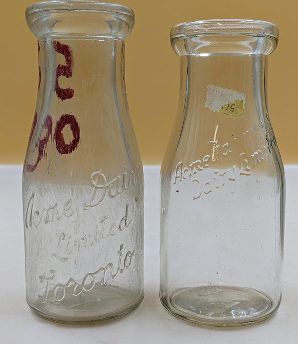 Set of 2 Acme Dairy Bottles Furniture & Home Decor KW Consignment Inc. 15.00