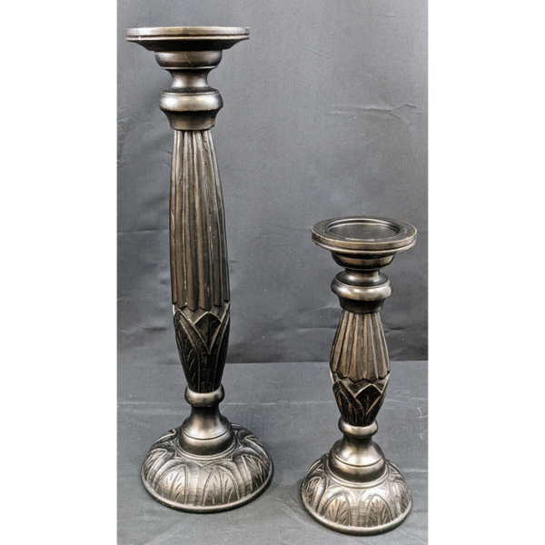 Set of 2 Wooden Candle Holders Furniture & Home Decor KW Consignment Inc. 90.00