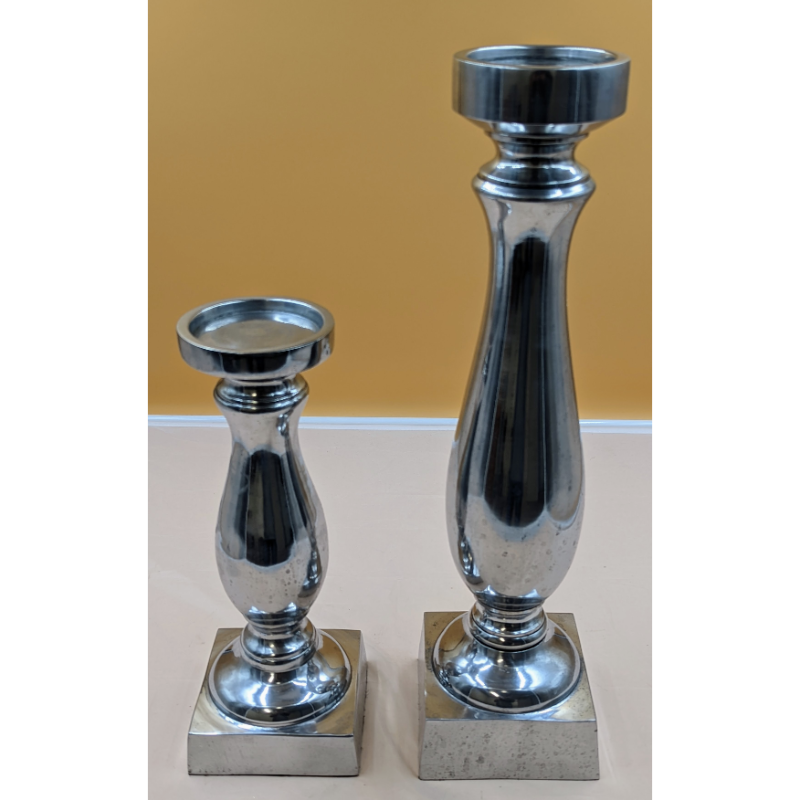 Set of 2 Silver Vintage Candle Holders Furniture & Home Decor KW Consignment Inc. 70.00
