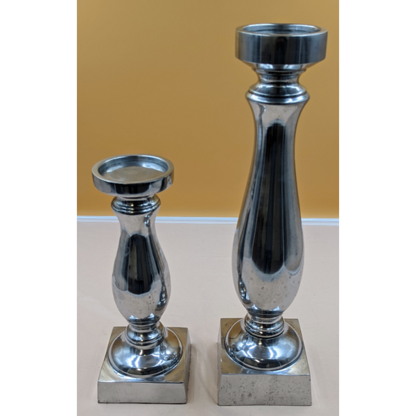 Set of 2 Silver Vintage Candle Holders Furniture & Home Decor KW Consignment Inc. 70.00