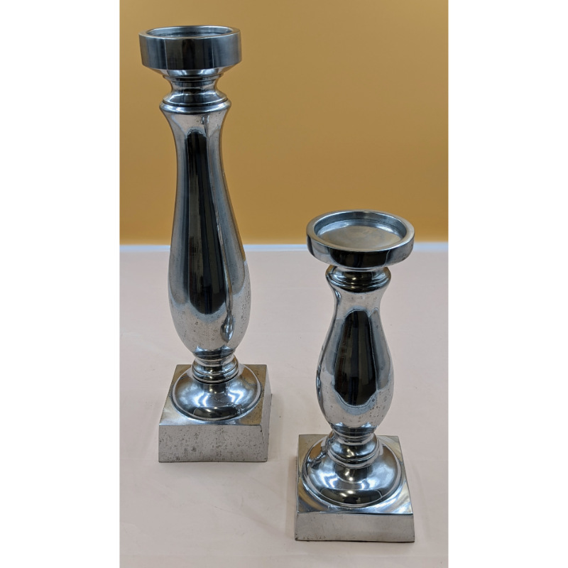 Set of 2 Silver Vintage Candle Holders Furniture & Home Decor KW Consignment Inc. 70.00