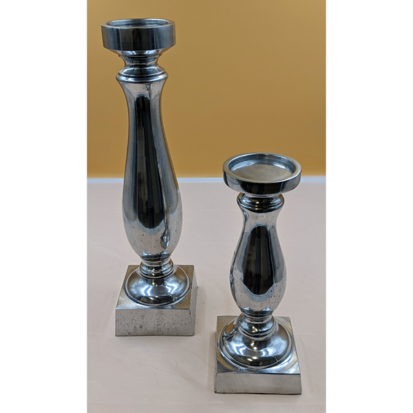 Set of 2 Silver Vintage Candle Holders Furniture & Home Decor KW Consignment Inc. 70.00