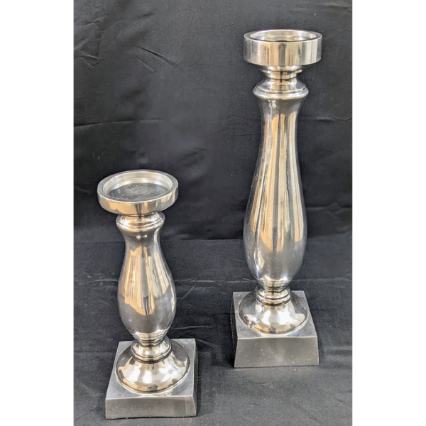 Set of 2 Silver Vintage Candle Holders Furniture & Home Decor KW Consignment Inc. 70.00
