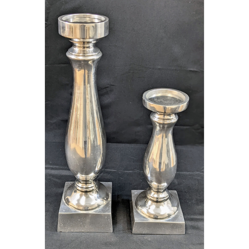 Set of 2 Silver Vintage Candle Holders Furniture & Home Decor KW Consignment Inc. 70.00