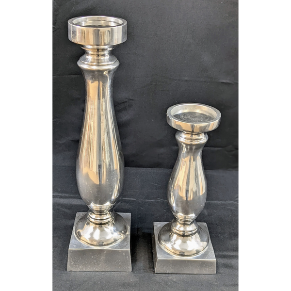 Set of 2 Silver Vintage Candle Holders Furniture & Home Decor KW Consignment Inc. 70.00