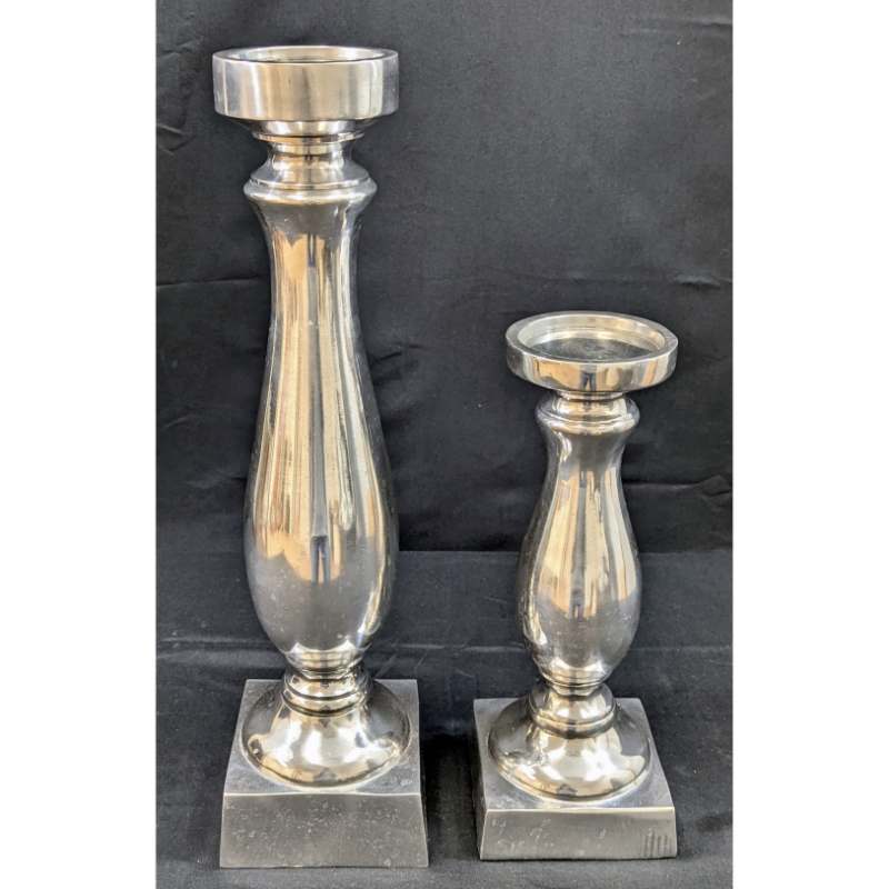 Set of 2 Silver Vintage Candle Holders Furniture & Home Decor KW Consignment Inc. 70.00