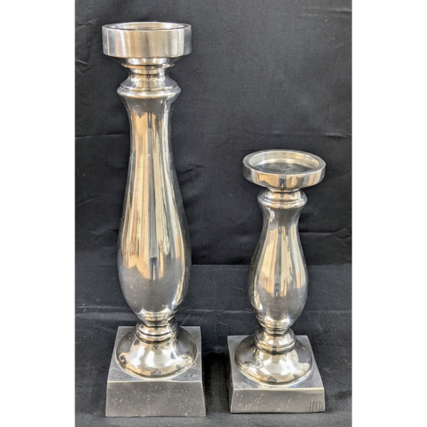 Set of 2 Silver Vintage Candle Holders Furniture & Home Decor KW Consignment Inc. 70.00