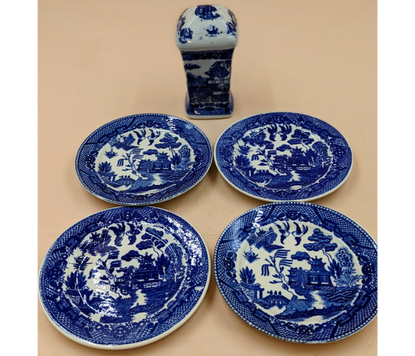 Blue Willow Dessert Set & Hair Pin Holder Furniture & Home Decor KW Consignment Inc. 60.00