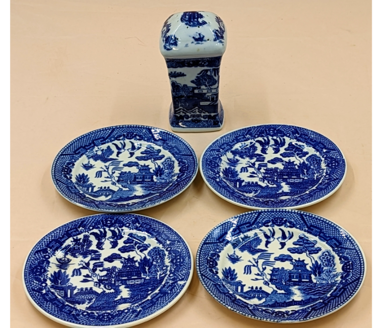 Blue Willow Dessert Set & Hair Pin Holder Furniture & Home Decor KW Consignment Inc. 60.00