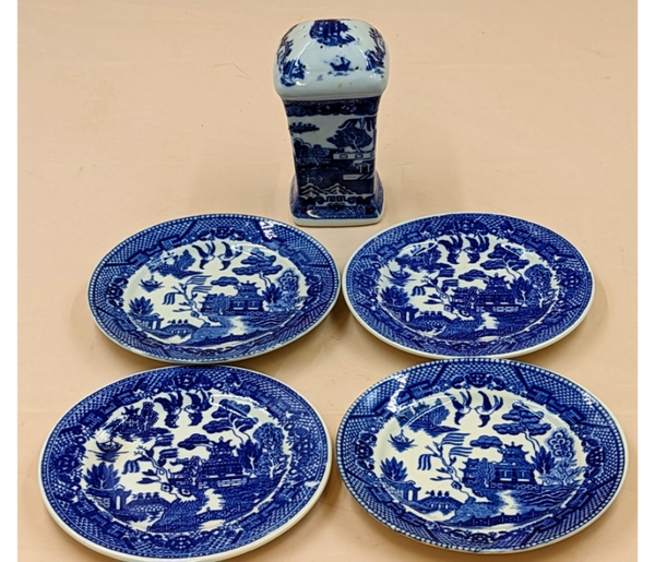 Blue Willow Dessert Set & Hair Pin Holder Furniture & Home Decor KW Consignment Inc. 60.00