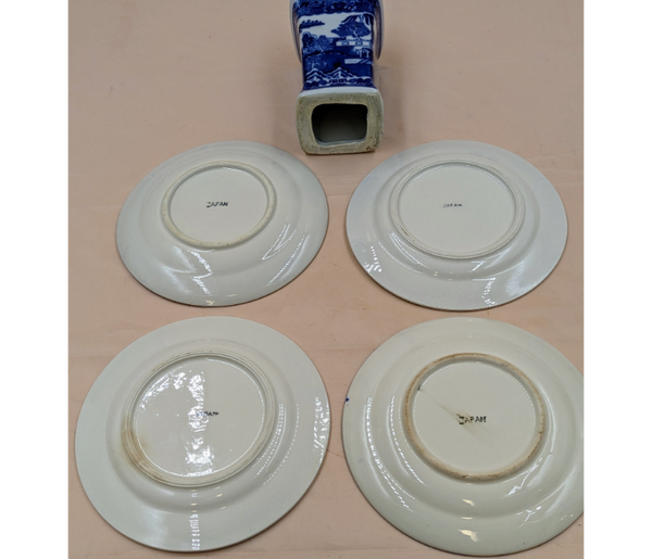 Blue Willow Dessert Set & Hair Pin Holder Furniture & Home Decor KW Consignment Inc. 60.00