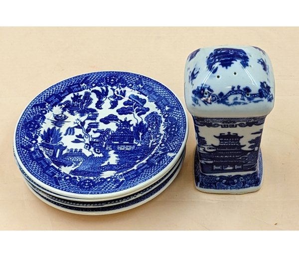 Blue Willow Dessert Set & Hair Pin Holder Furniture & Home Decor KW Consignment Inc. 60.00